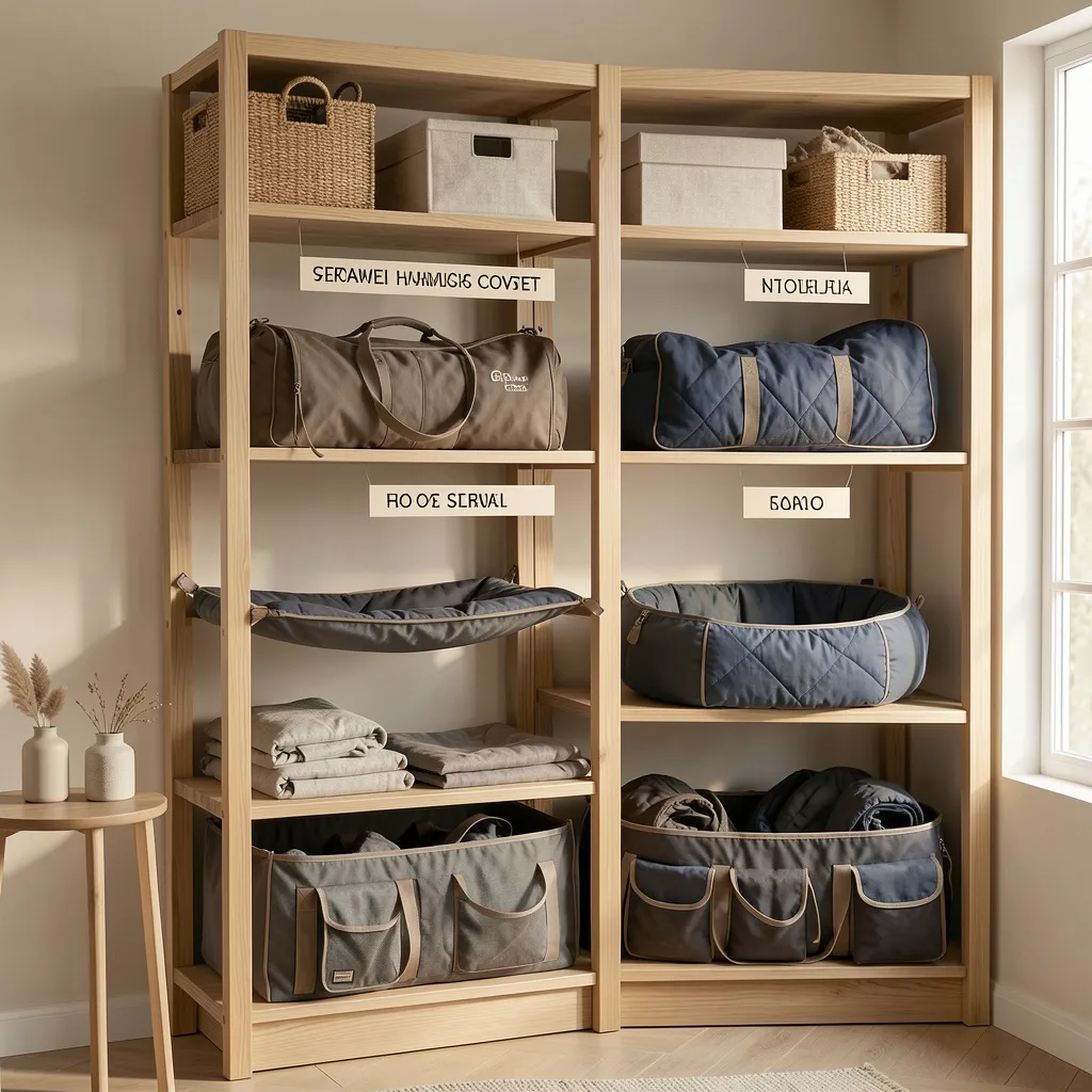 Car interior with seat cover and travel accessories