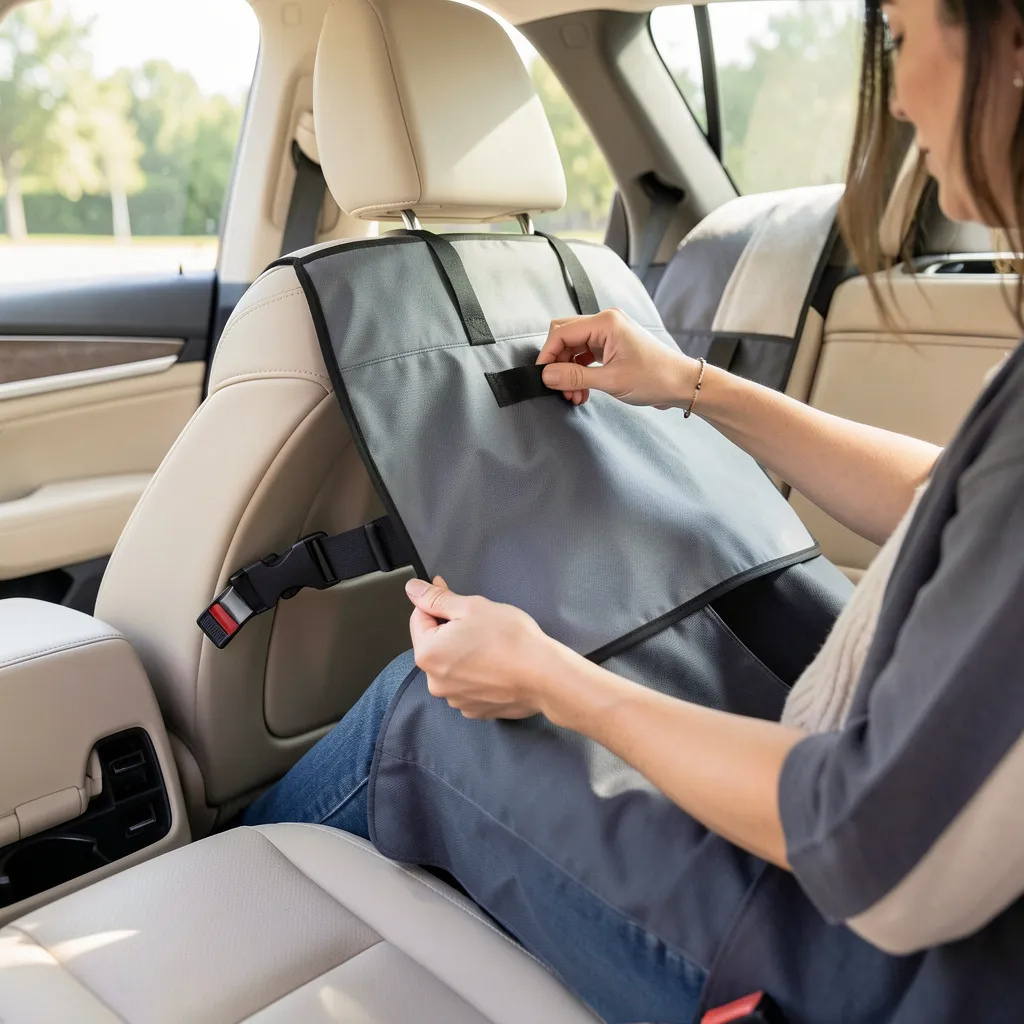 Seat cover installation in vehicle